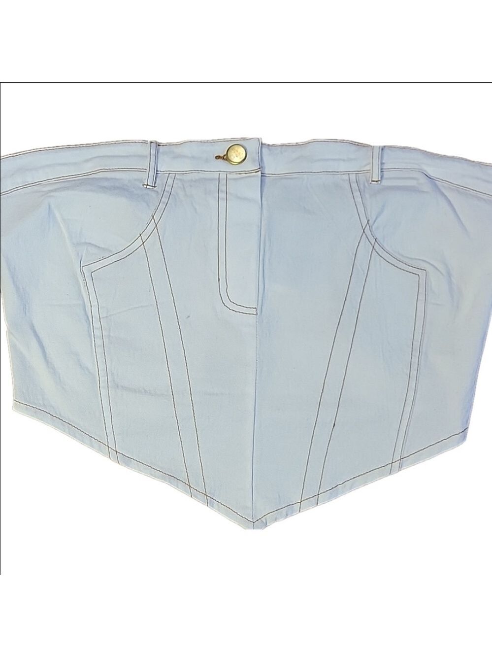 LA Armario White Denim Canadian Tuxedo Tube Top Size Large NWT